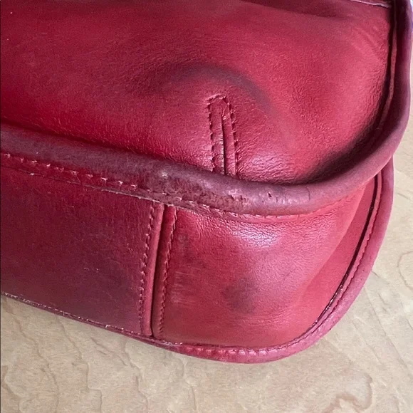 COACH K8D 9047 Ergo One Handle Bag Red Leather 1990 Vintage Rare find! - Picture 7 of 12